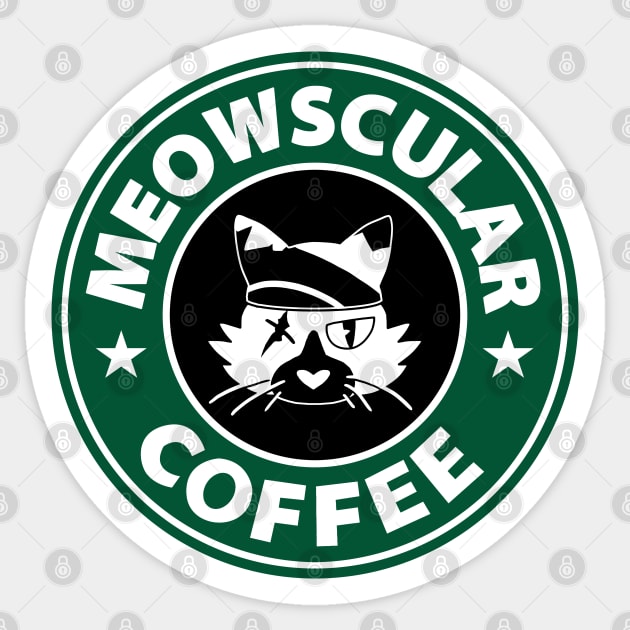 Meowscular Coffee Sticker by CCDesign